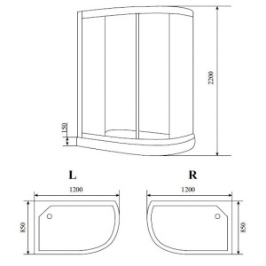 Душевая кабина Timo Standart Т-6602 Black L 120х85х220