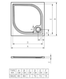 Душевой поддон Riho Kolping DB 20 80*80*3 литьевой мрамор без панели
