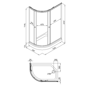 Душевое Ограждение Коралл 120*80 А Правое низкий поддон стекло мозаика