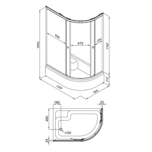 Душевое Ограждение Коралл 120*80 В Левое средний поддон стекло мозаика
