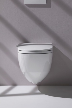 Подвесной унитаз-биде Laufen Riva 39,5*60 безободковый с крышкой-сиденьем микролифт и покрытием LLC