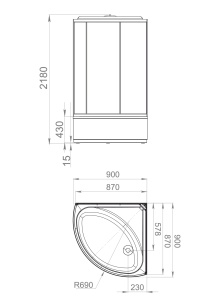 Душевая кабина Domani Spa Simple 99 V 1.2 high без электрики, с крышей, высокий поддон 900x900x2180 (бел. стенки, матовые стекла) Официальный дилер  АКЦИЯ!СОВЕТУЕМ!